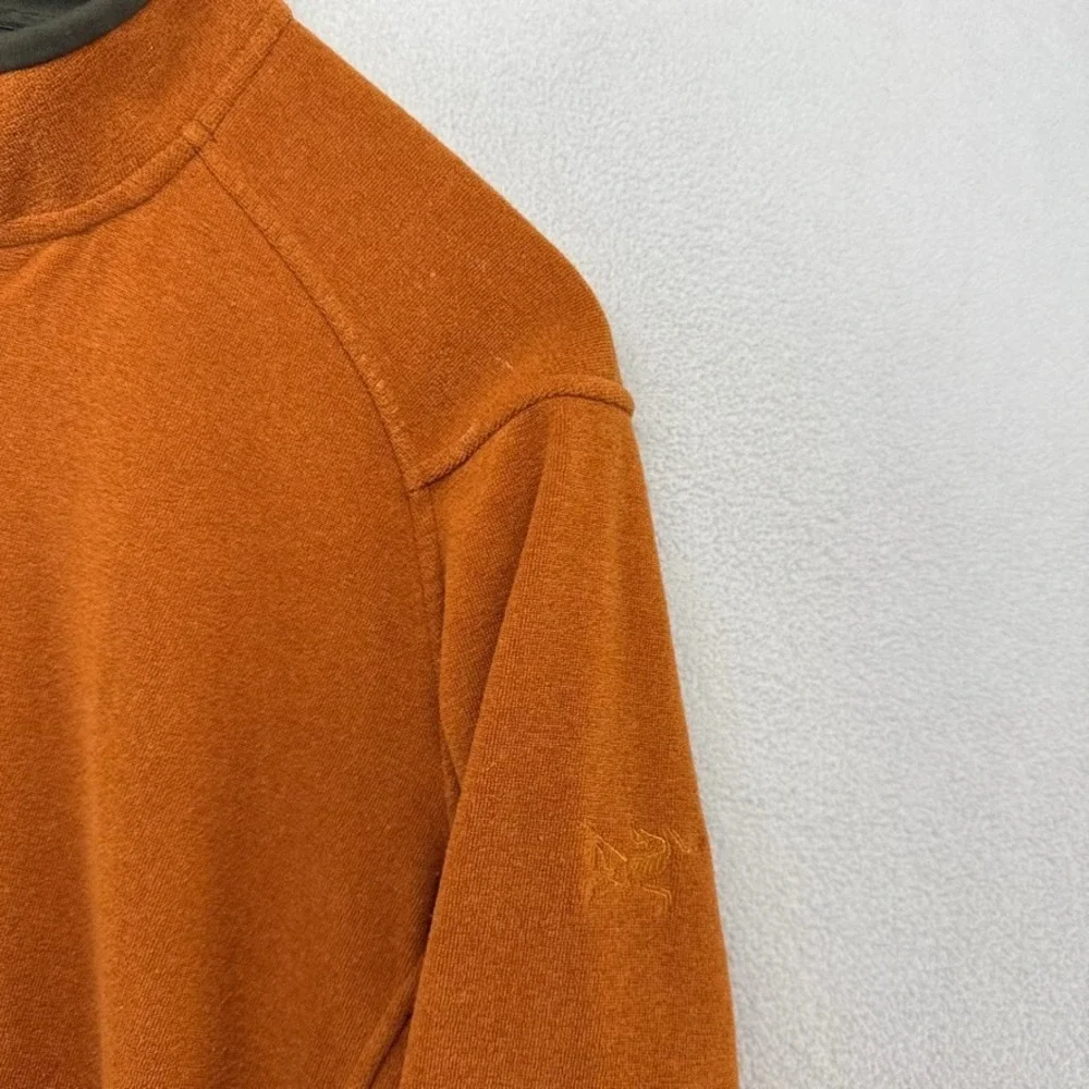 Arcteryx Polartec Fleece Men's Large Orange 1/4 Quarter Zip Pullover Gorp Logo